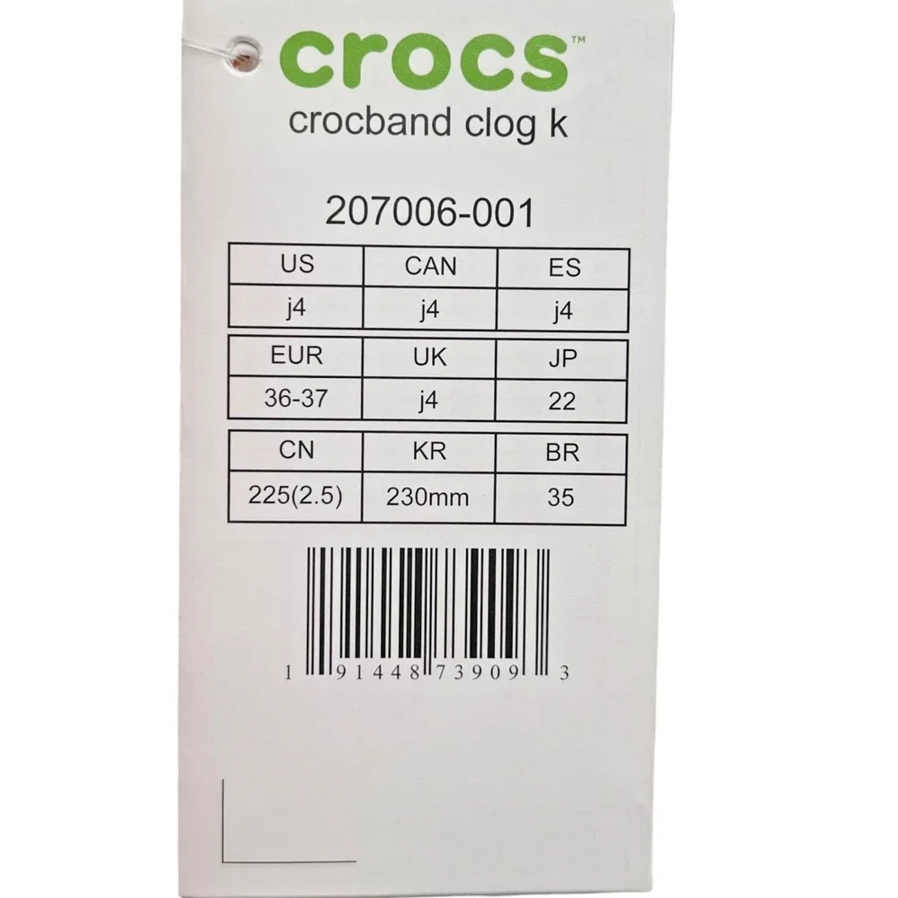Crocs Crocband Big Boys Girls Slip-on Clog Size 4 J4 Black White Water Friendly